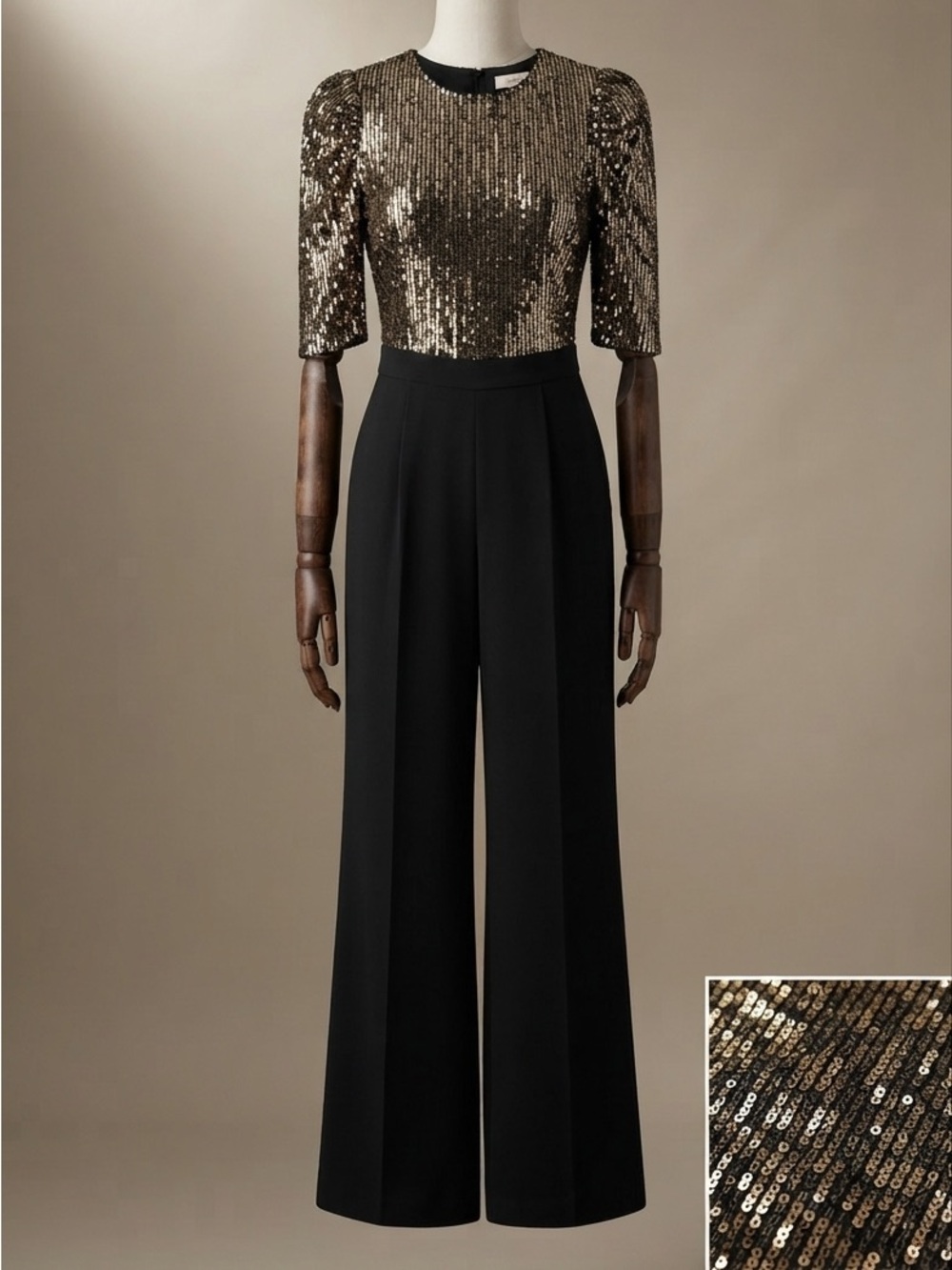 Black and Gold Sequin Jumpsuit